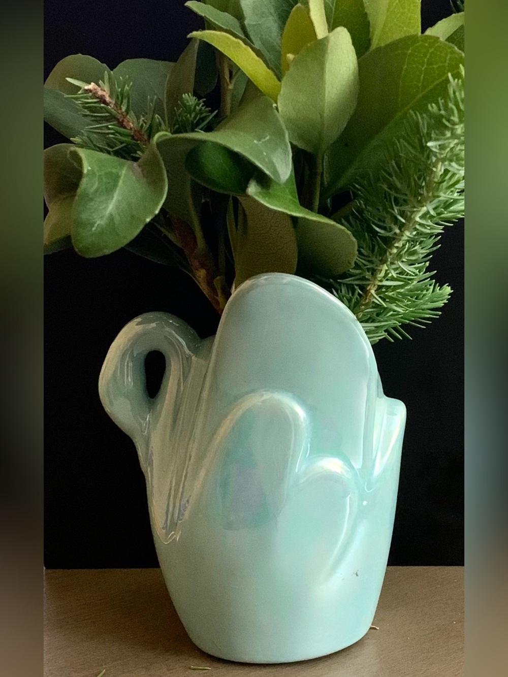 3/$12 Ceramic Aqua Iridescent Glazed Art